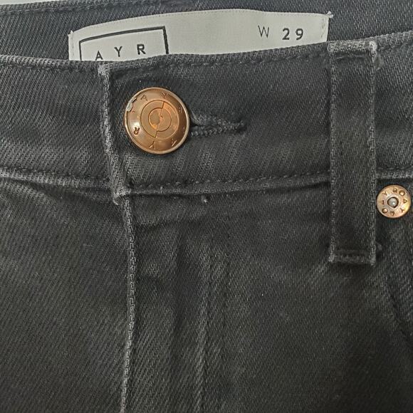 AYR The Yes Yes Yes Jeans High Rise Straight Leg Ankle Licorice Black USA 29 - Picture 5 of 9